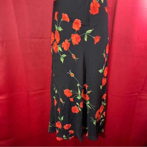 Vintage Ronni Nicole 90s Black Sleeveless Maxi Dress with Red Rose Print - Picture 4 of 6